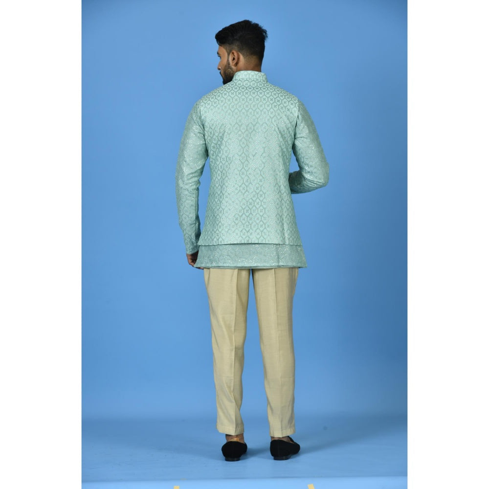 Simaaya Premium Quality Silk Made Nehru Jacket For Men- Blue