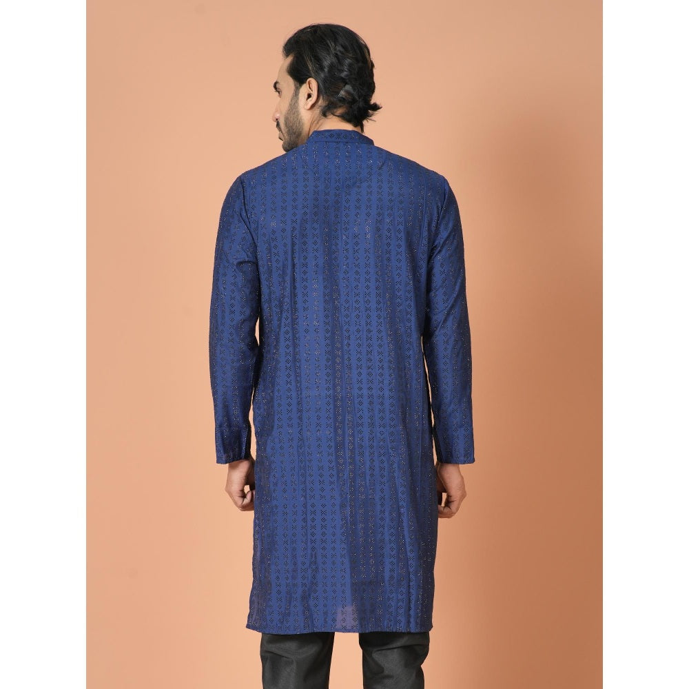 Simaaya Premium Quality Silk Made Kurta For Men- Navy Blue