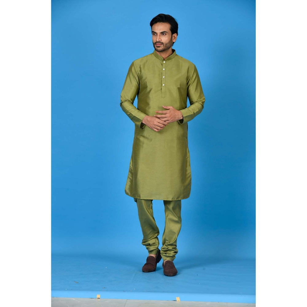 Simaaya Olive Premium Quality Silk Kurta with Churidar (Set of 2)