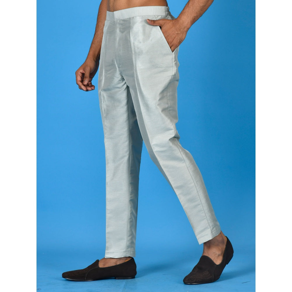 Simaaya Premium Quality Silk Made Bottoms for Men- Silver