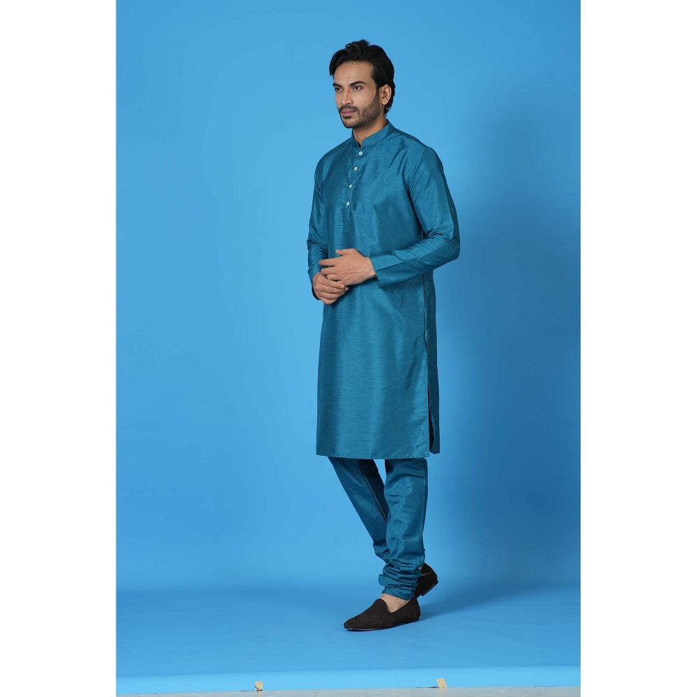 Simaaya Premium Quality Silk Kurta with Churidar - Teal (Set of 2)