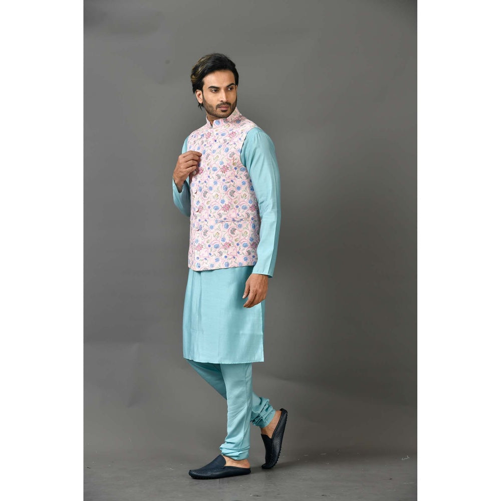 Simaaya Premium Quality Silk Kurta with Churidar and Jacket - Pink (Set of 3)