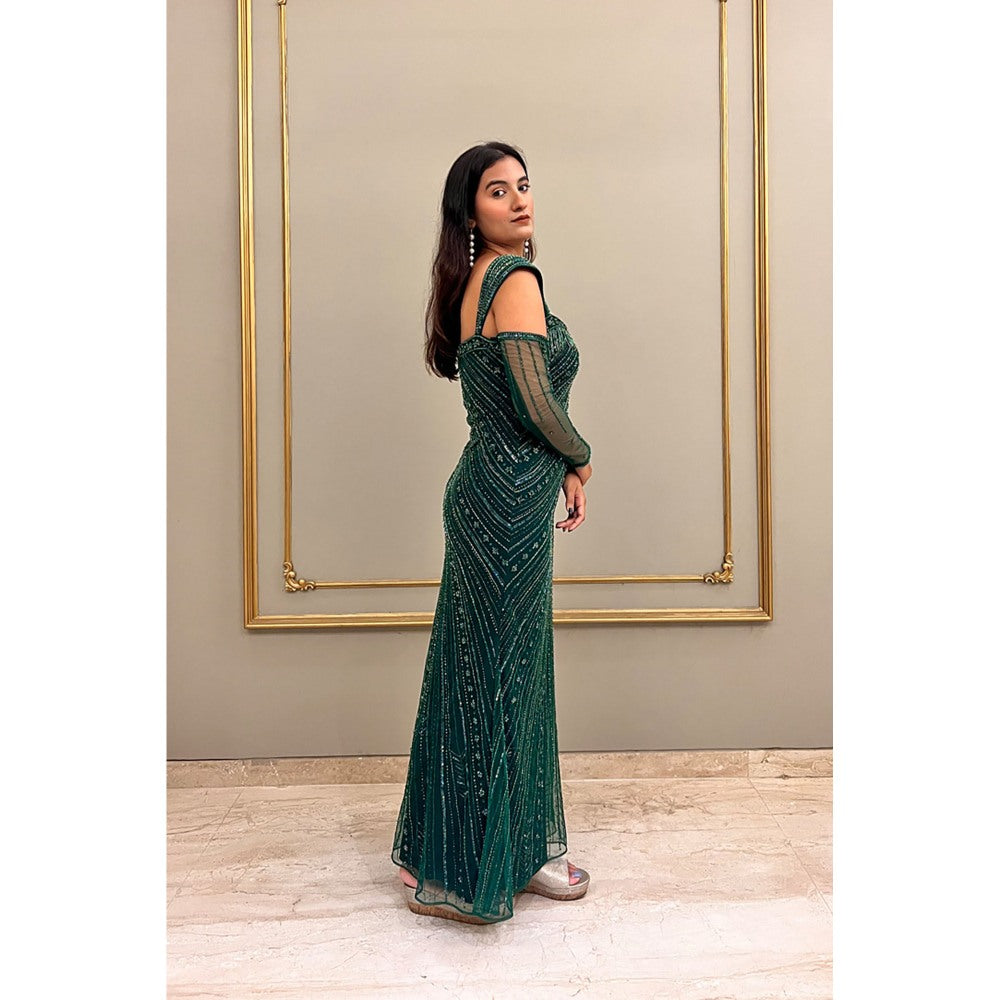Label Simran Kochher Bottle Green Gown