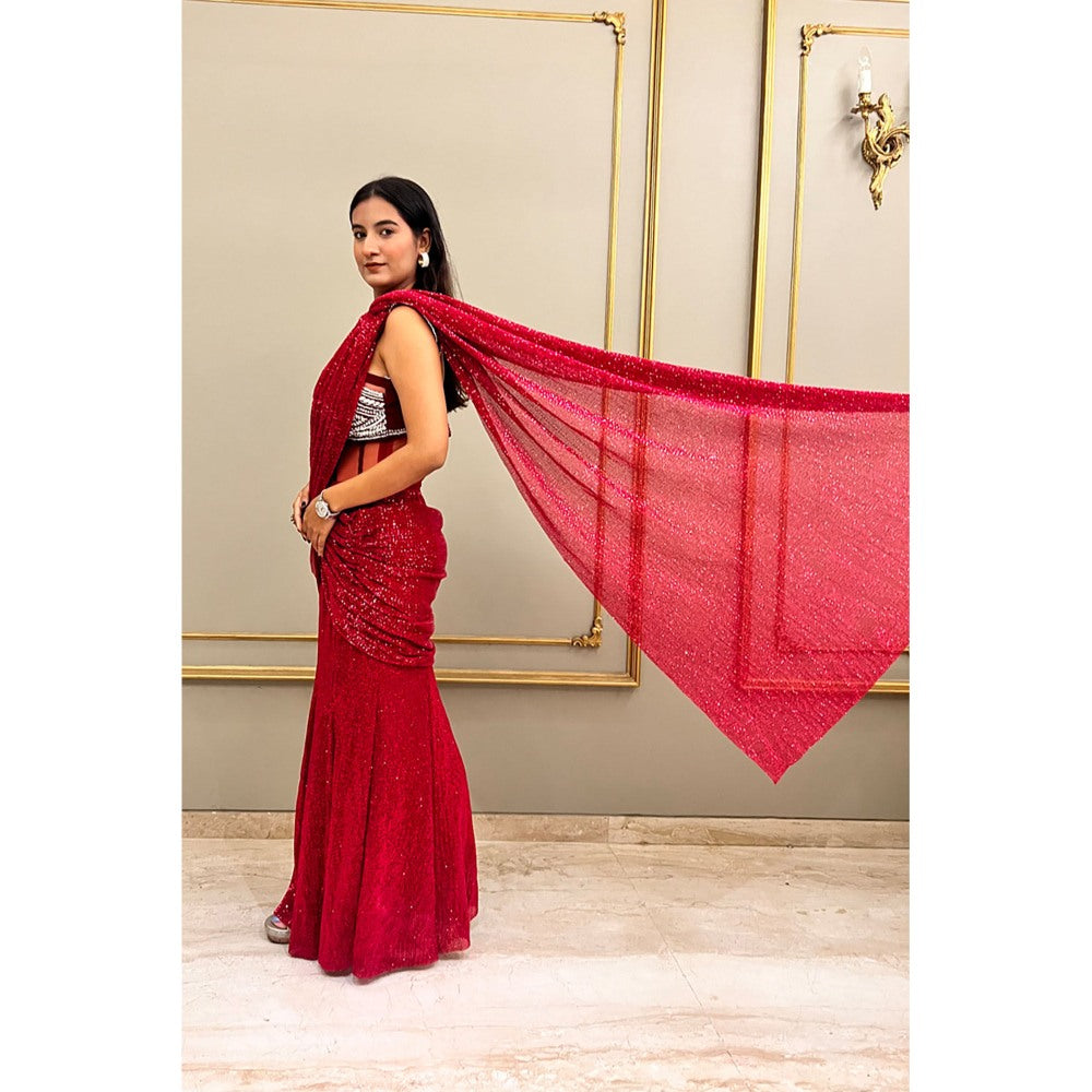 Label Simran Kochher Blood Red Gown