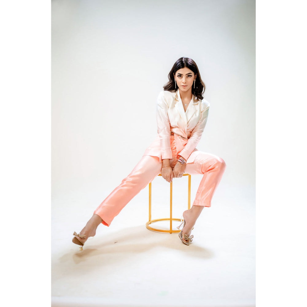 Label Simran Kochher White Blush Cascade Co-Ord (Set of 2)