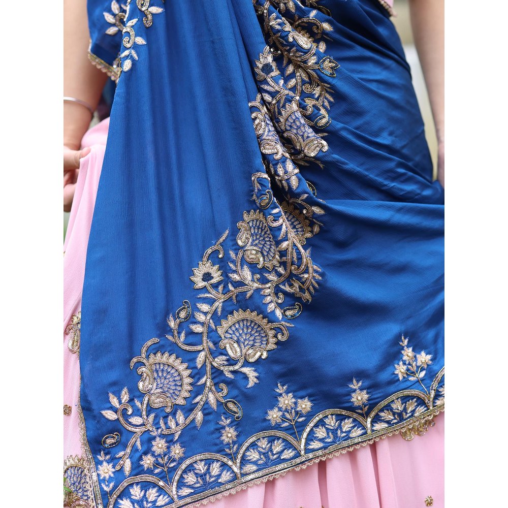 Simmi Guntaj Pink Marrakesh Lehenga with Blouse and Dupatta (Set of 3)