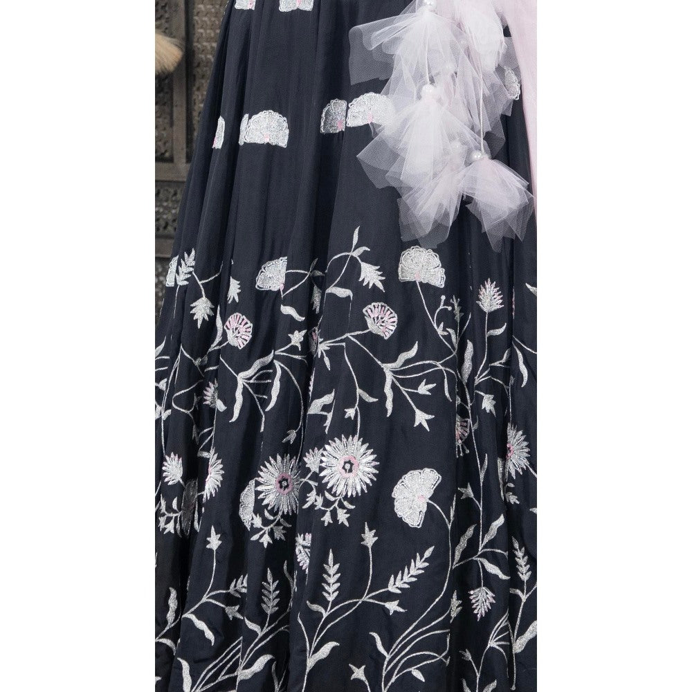 Simmi Guntaj Black Lady Gaga Lehenga with Blouse and Dupatta (Set of 3)