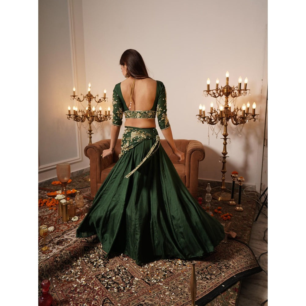 Simmi Guntaj Green Nadia Lehenga with Blouse and Dupatta (Set of 3)