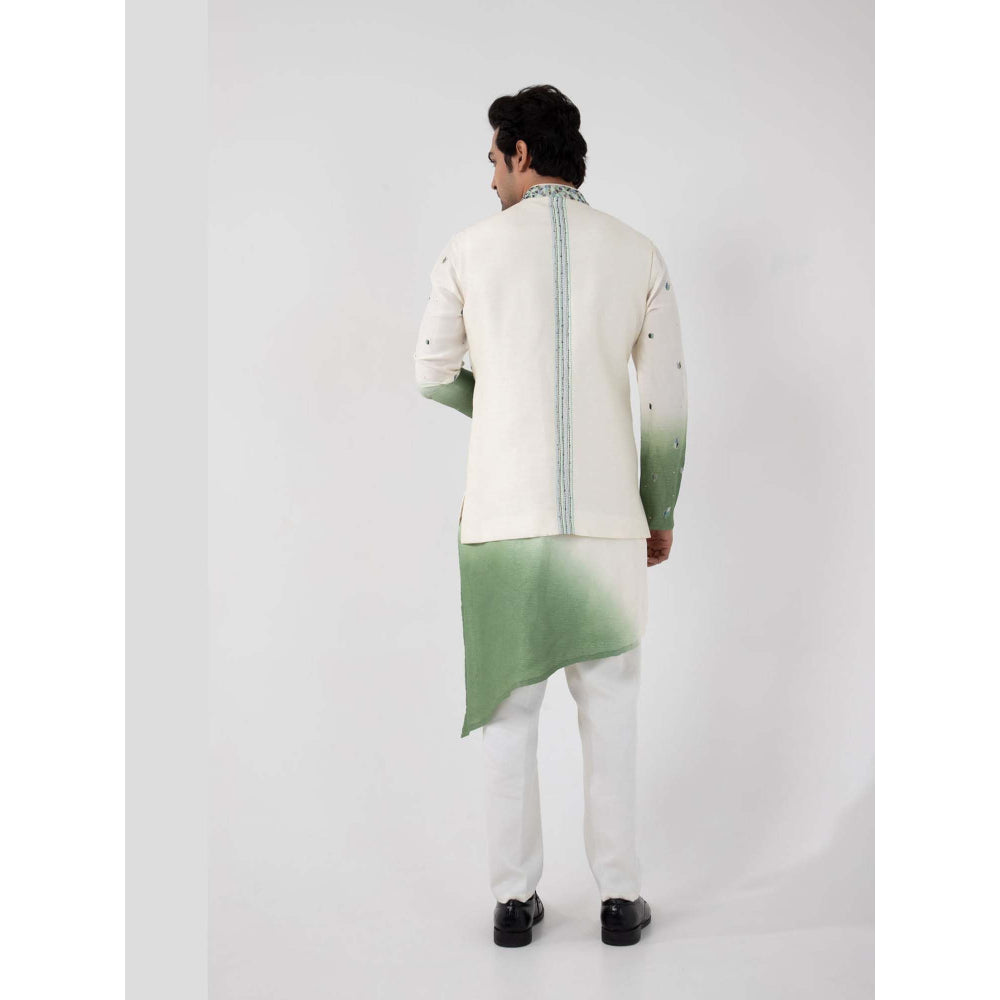SMRITI Ivory Embroidered Nehru Jacket with Kurta and Pant