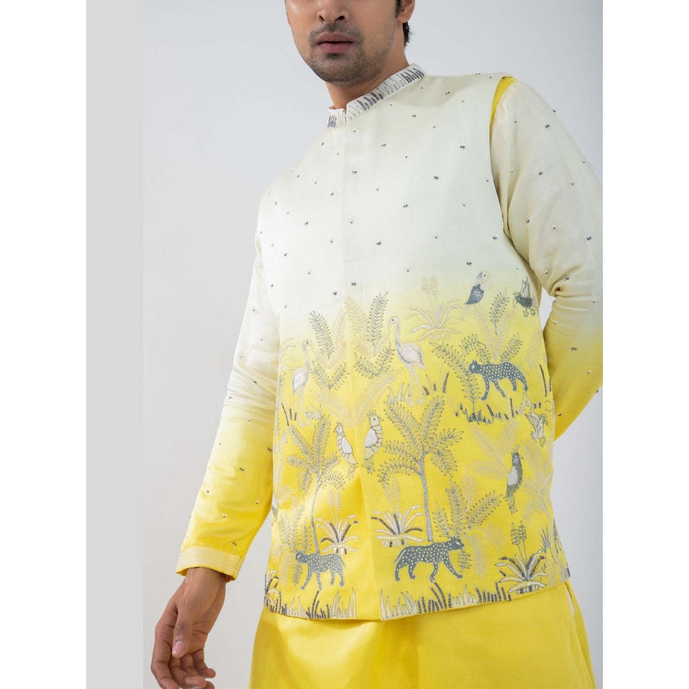 SMRITI Yellow Embroider Nehru Jacket