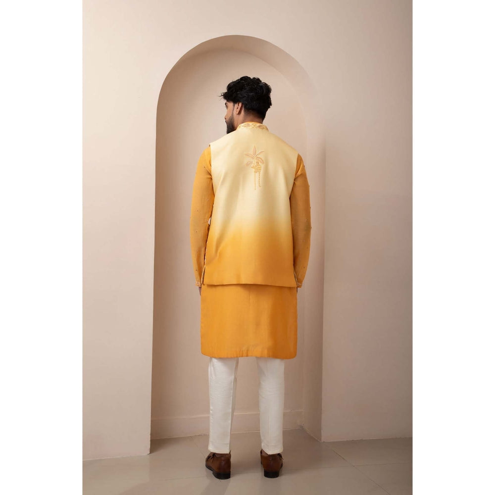 SMRITI Yellow Nehru Jacket with Kurta and Pant