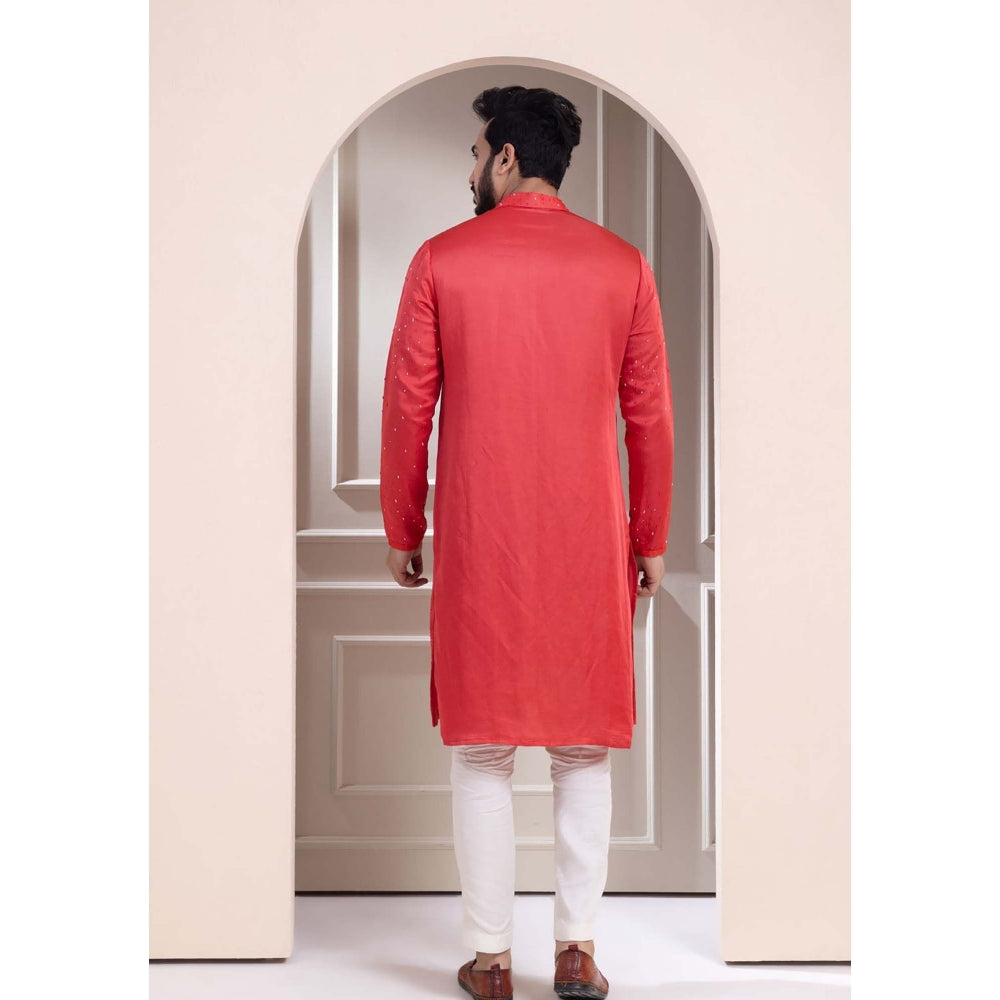 SMRITI Red Embroidered Kurta with Pant
