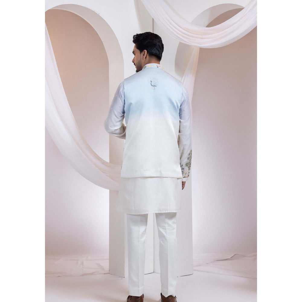 SMRITI Ivory Ombre Embroidered Nehru Jacket