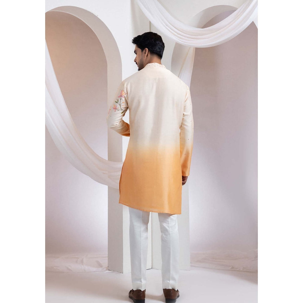 SMRITI Orange Embroidered Kurta With Pant