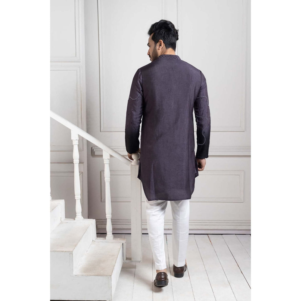 SMRITI Charcoal Eclipsed Elegance Embroidered Kurta with Pant