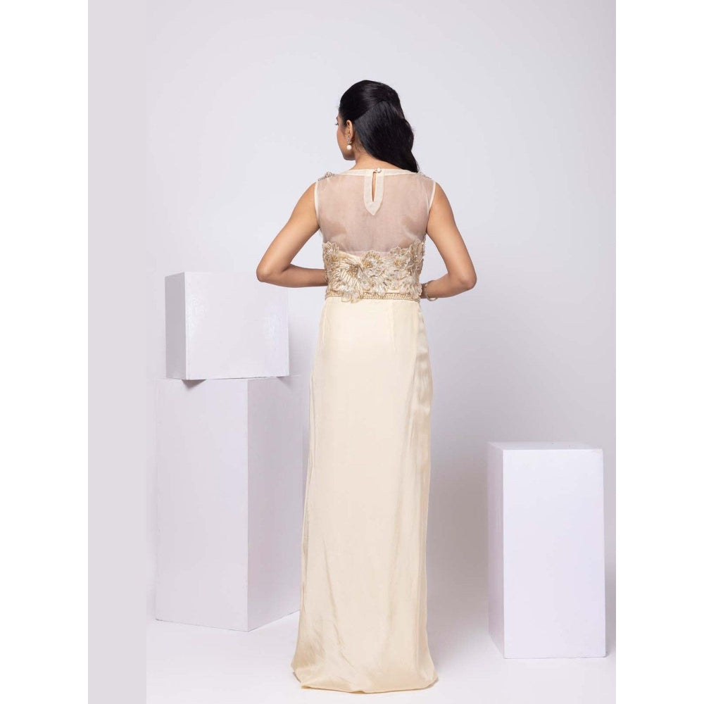 SMRITI Gold Drape Skirt and Embroidered Top