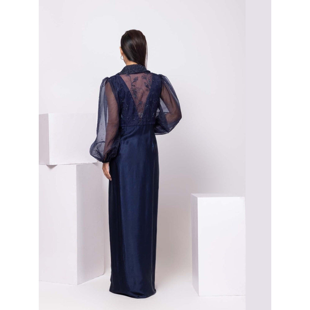 SMRITI Navy Willow Collared Dress
