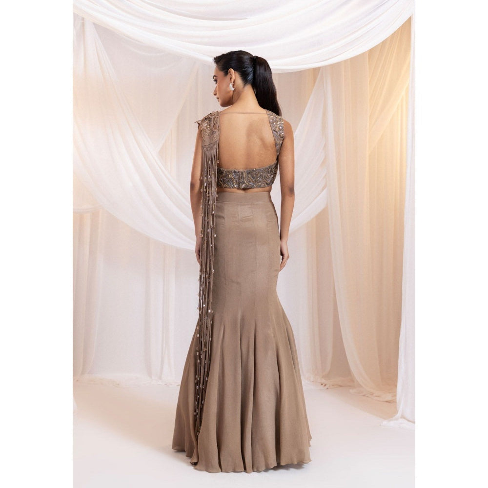 SMRITI Gilded Tide Pre-Draped Saree with Stitched Blouse