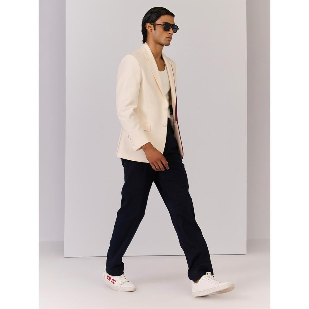 S&N by Shantnu Nikhil Off White Cotton Full Sleeves Blazer
