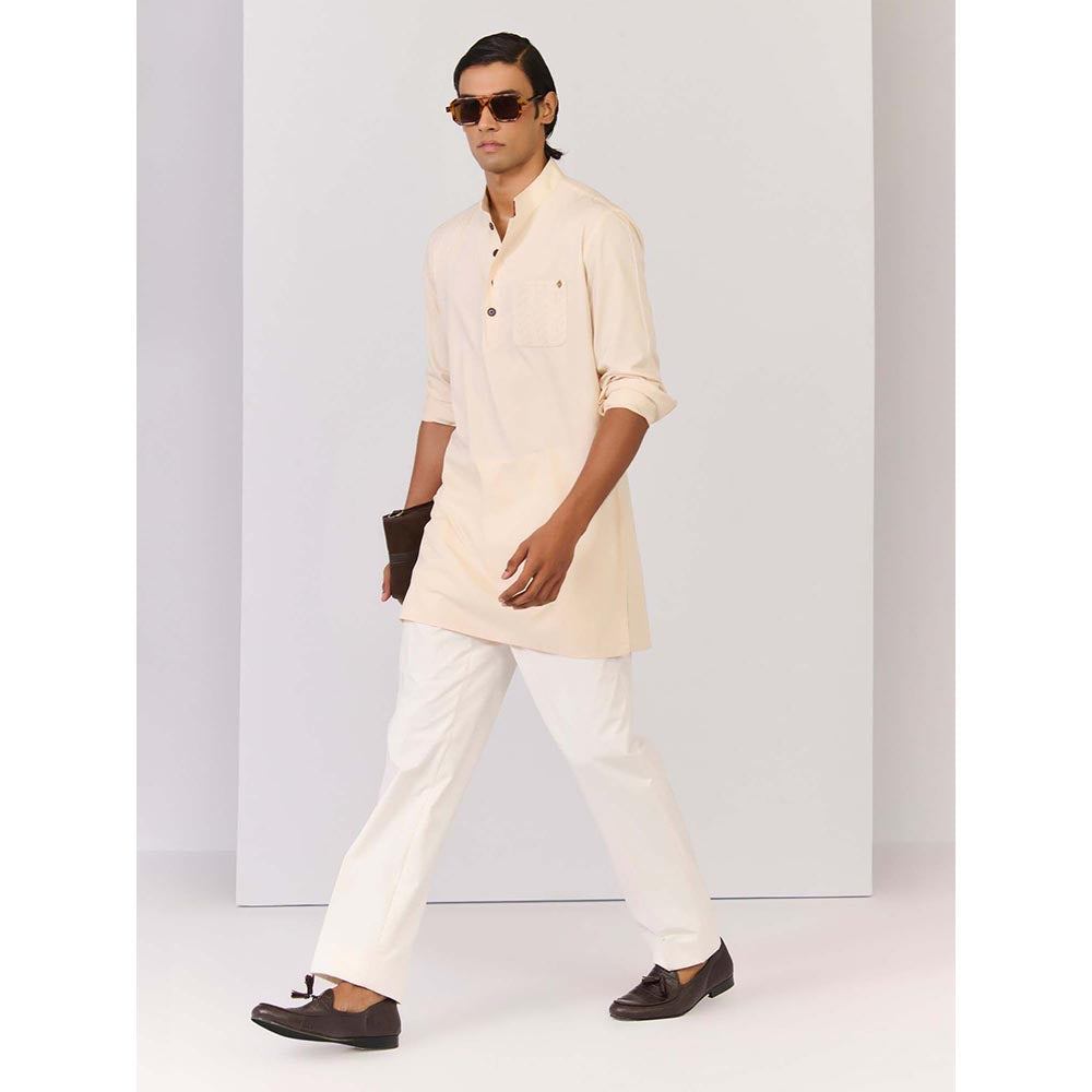 S&N by Shantnu Nikhil Light Peach Bamboo Cotton Kurta