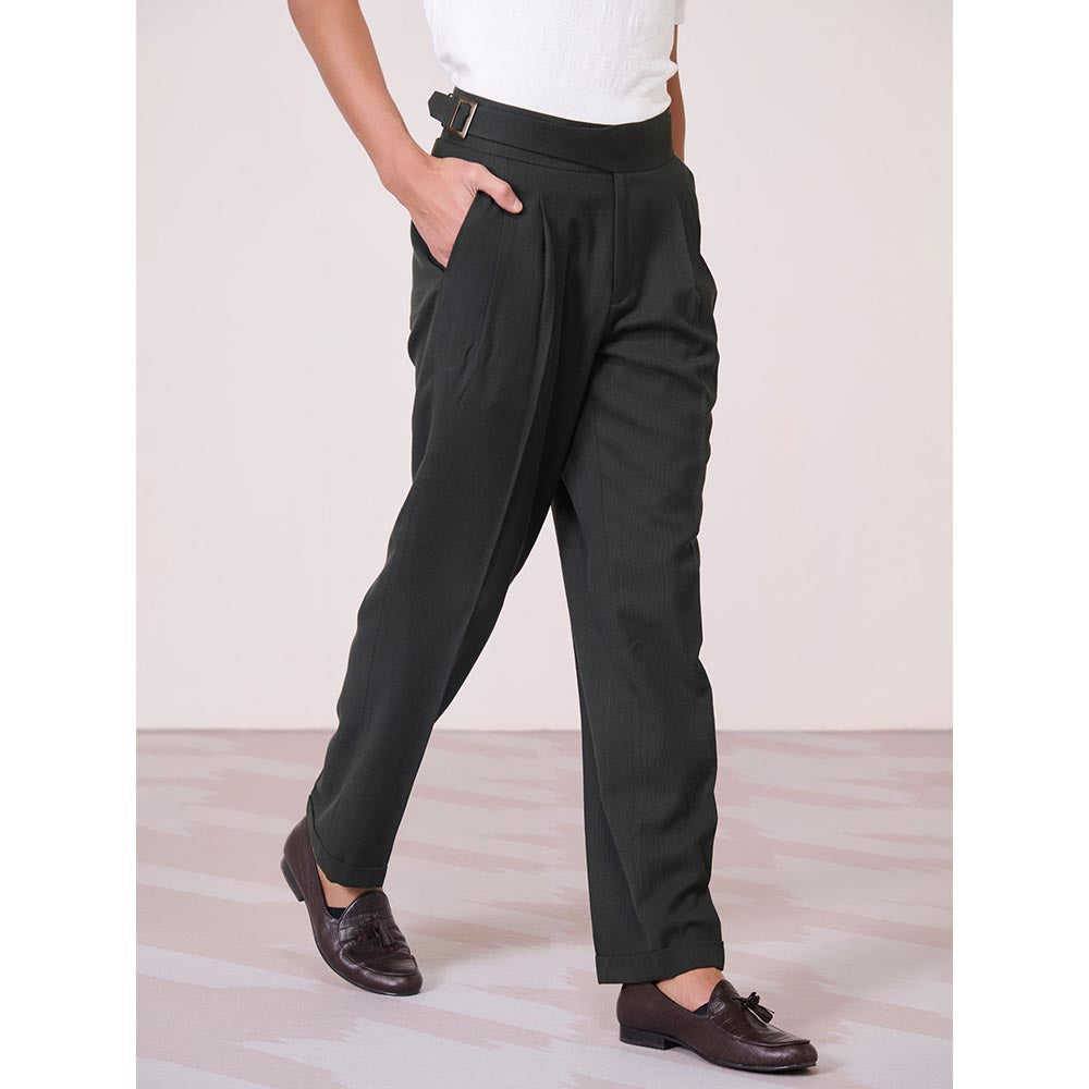S&N by Shantnu Nikhil Military Cross Flap Black Trouser