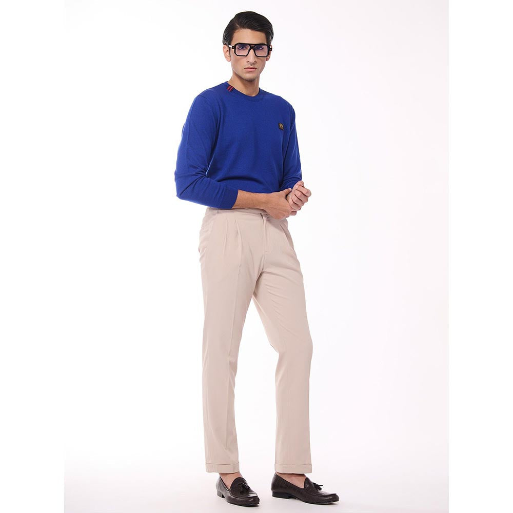 S&N by Shantnu Nikhil Merino Wool Crested Blue Sweater