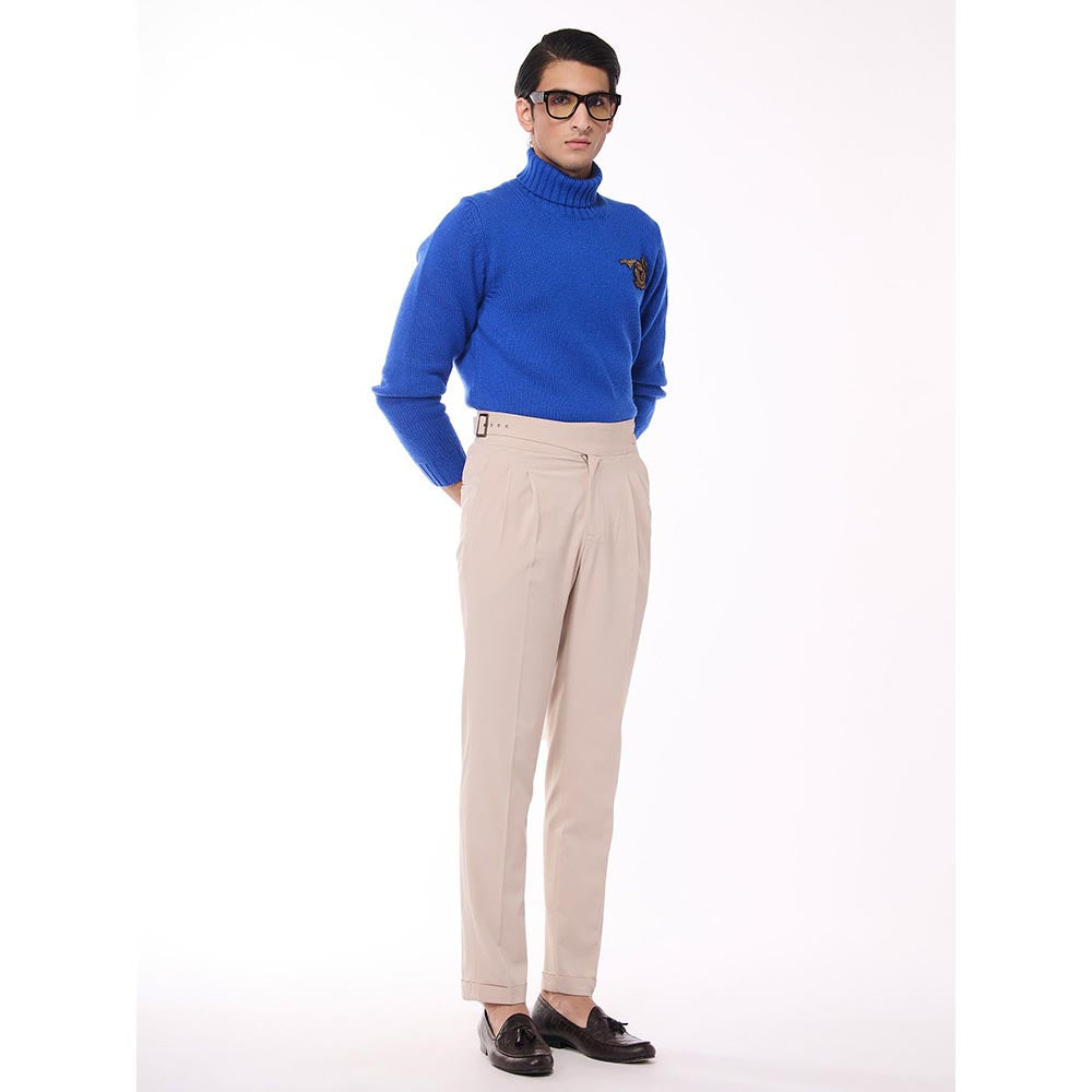 S&N by Shantnu Nikhil Cashmere High Neck Blue Sweater