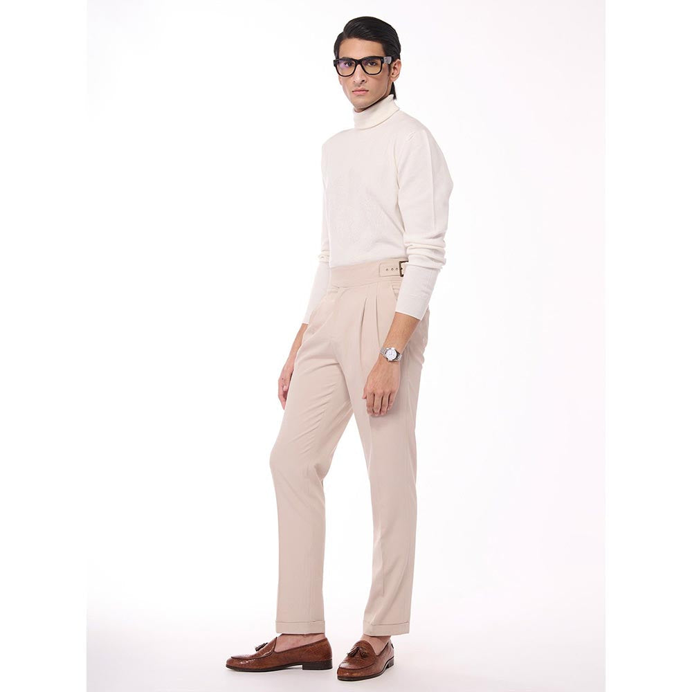 S&N by Shantnu Nikhil Merino Wool Turtle Neck Off White Sweater