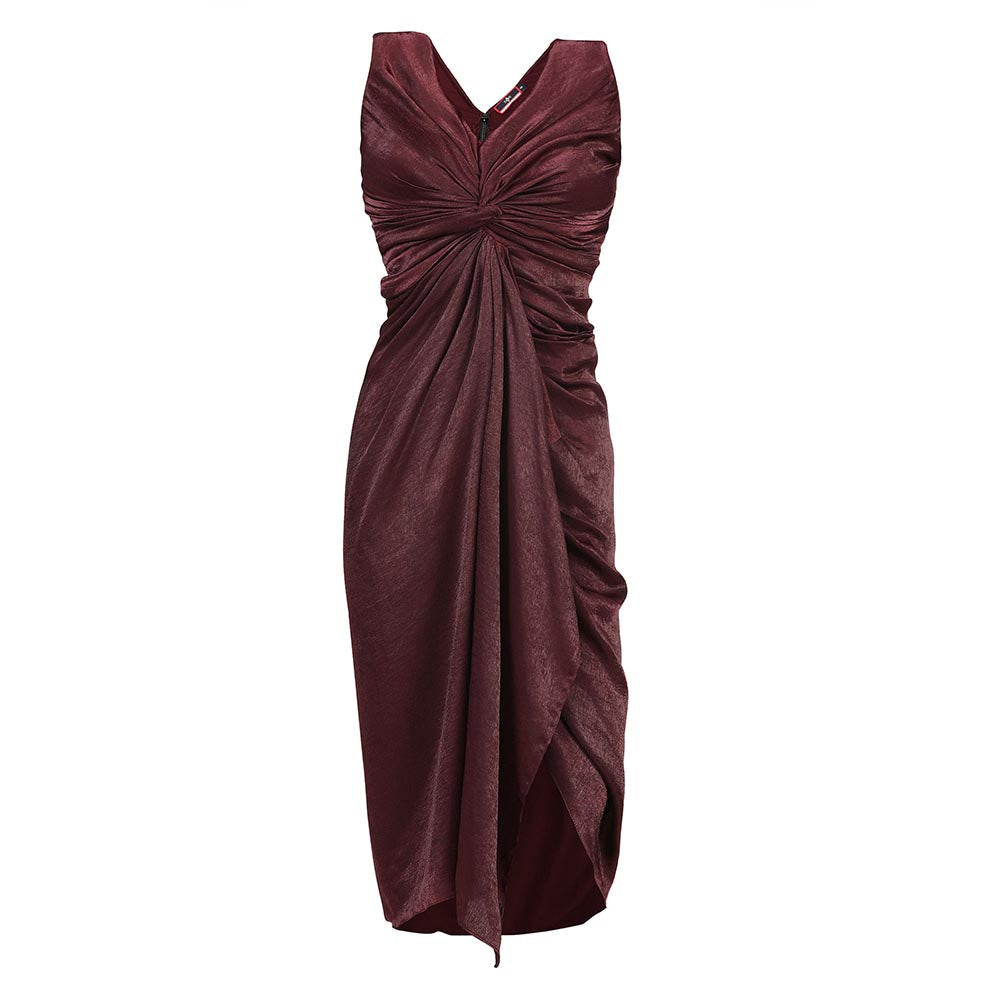 S&N by Shantnu Nikhil Womens Satin Solid Purple Dress
