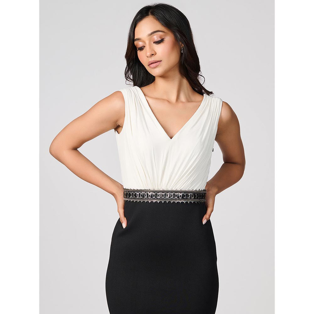 S&N by Shantnu Nikhil Womens Crepe Colorblock Multi-Color Dress