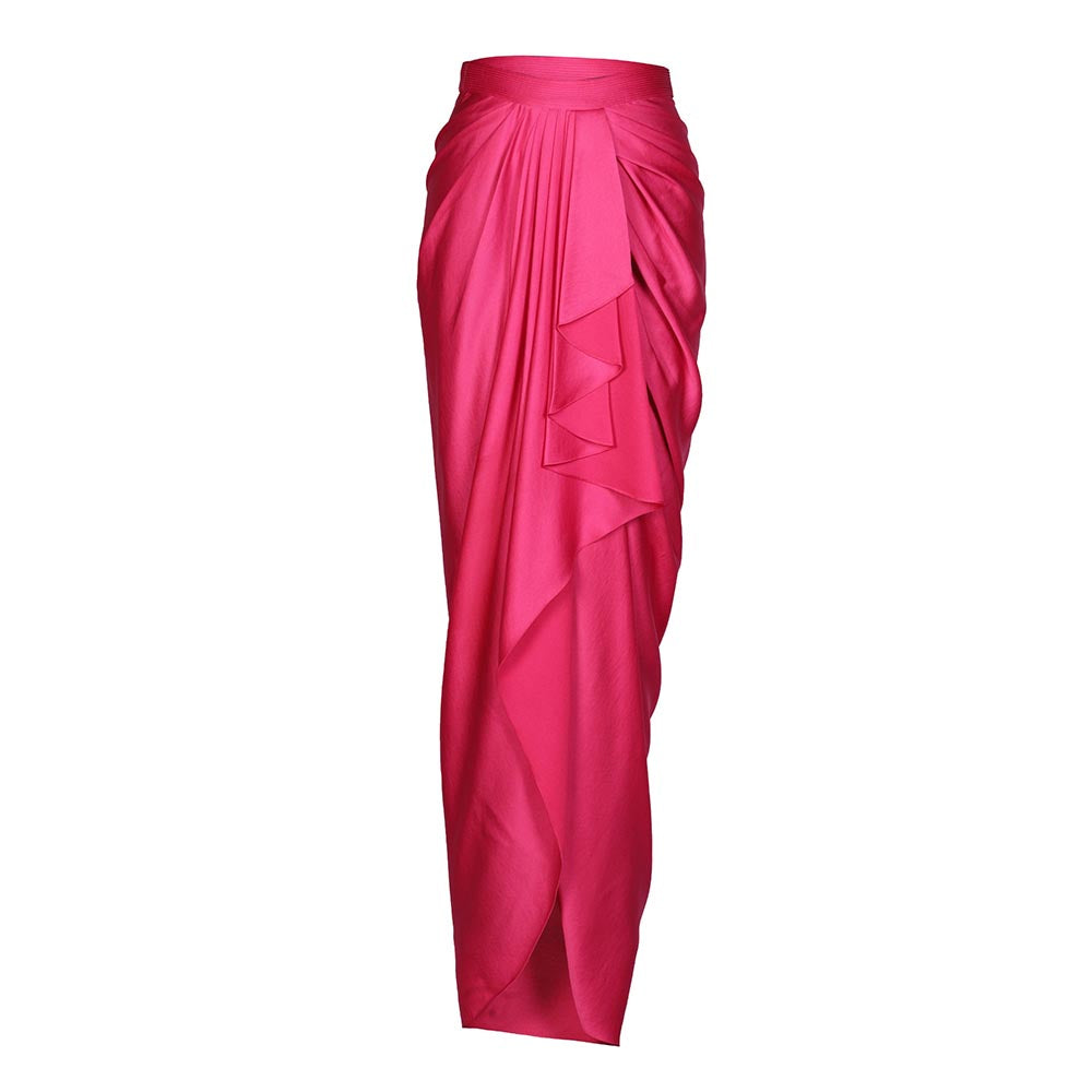 S&N by Shantnu Nikhil Pink Asymmetric Draped Skirt