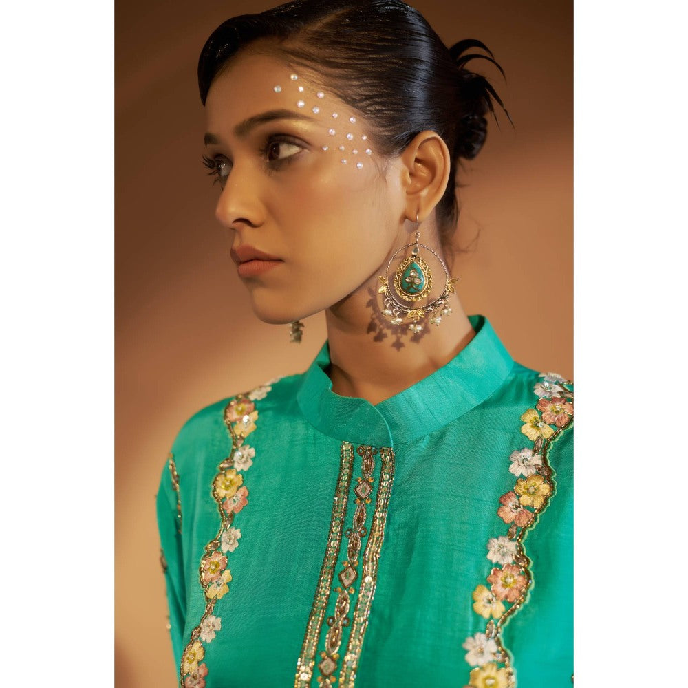 Sonia Khatri Turquoise High-Low Kurta with Pant (Set of 2)