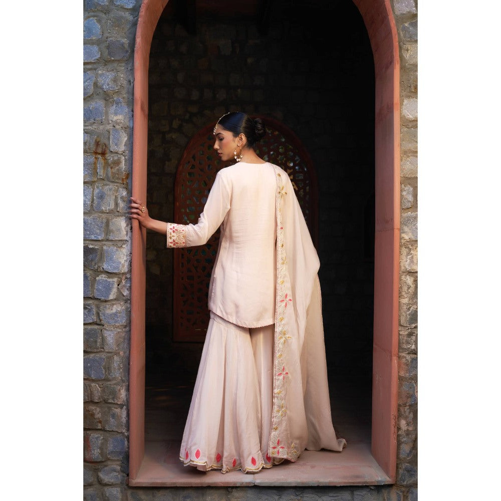 Sonia Khatri Pink Clam Shell Sharara with Kurta and Dupatta (Set of 3)