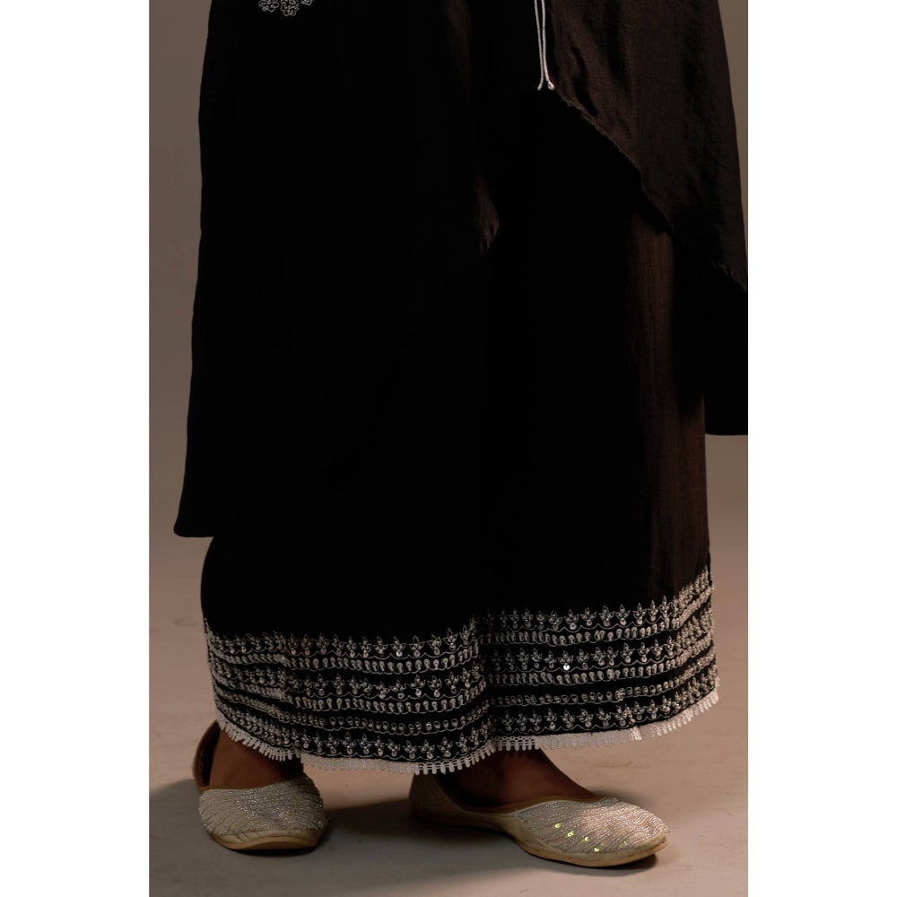Sonia Khatri Black Alpana Long Kurta with Palazzo (Set of 2)