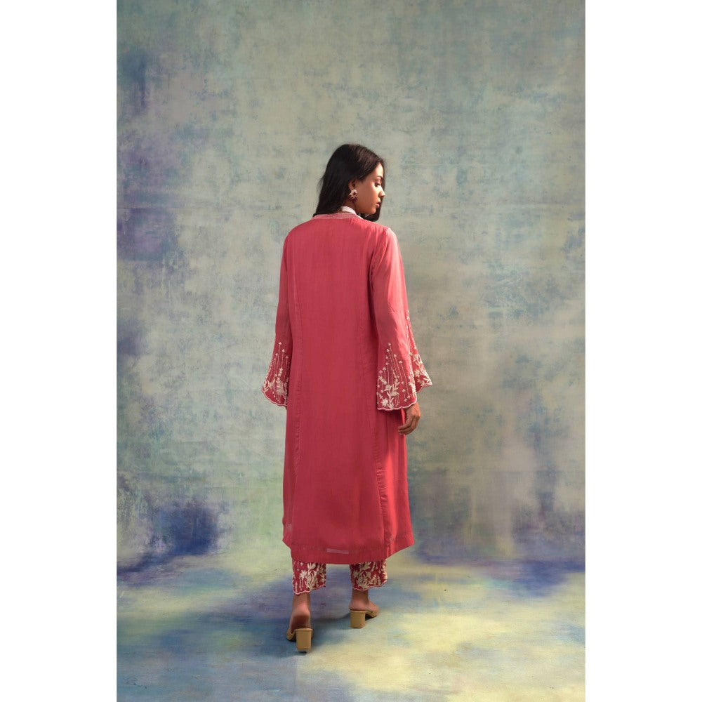 Sonia Khatri Light Carmine Pink Long Kurta with Pant (Set of 2)