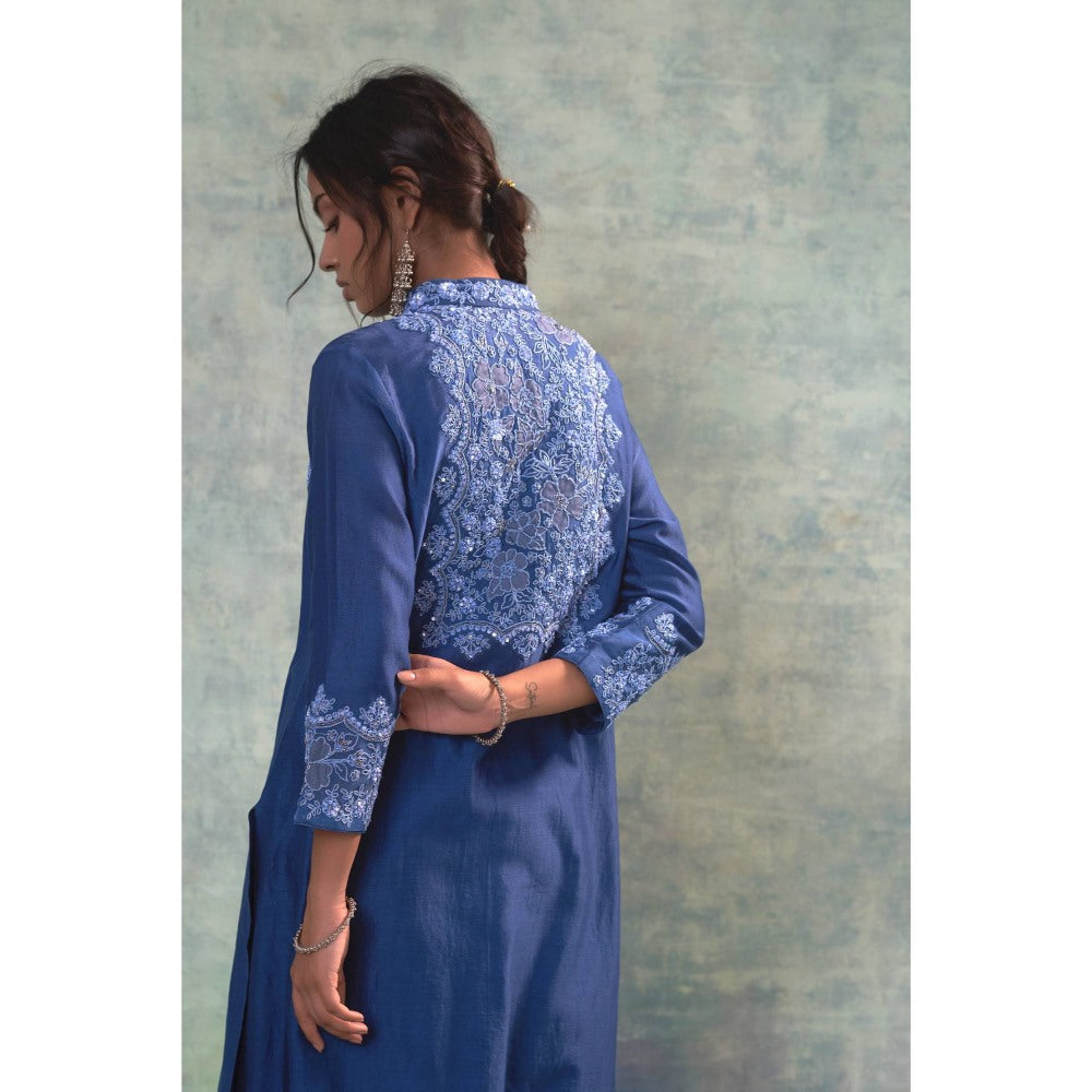 Sonia Khatri Yale Blue Elegance Jacket with Top and Pant (Set of 3)