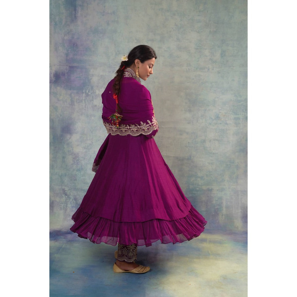 Sonia Khatri Purple Vogue Anarkali with Pant and Dupatta (Set of 3)