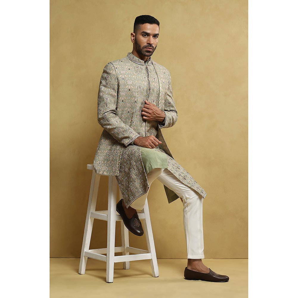 Soniya G Green Sherwani and Trouser with Jacket (Set of 3)