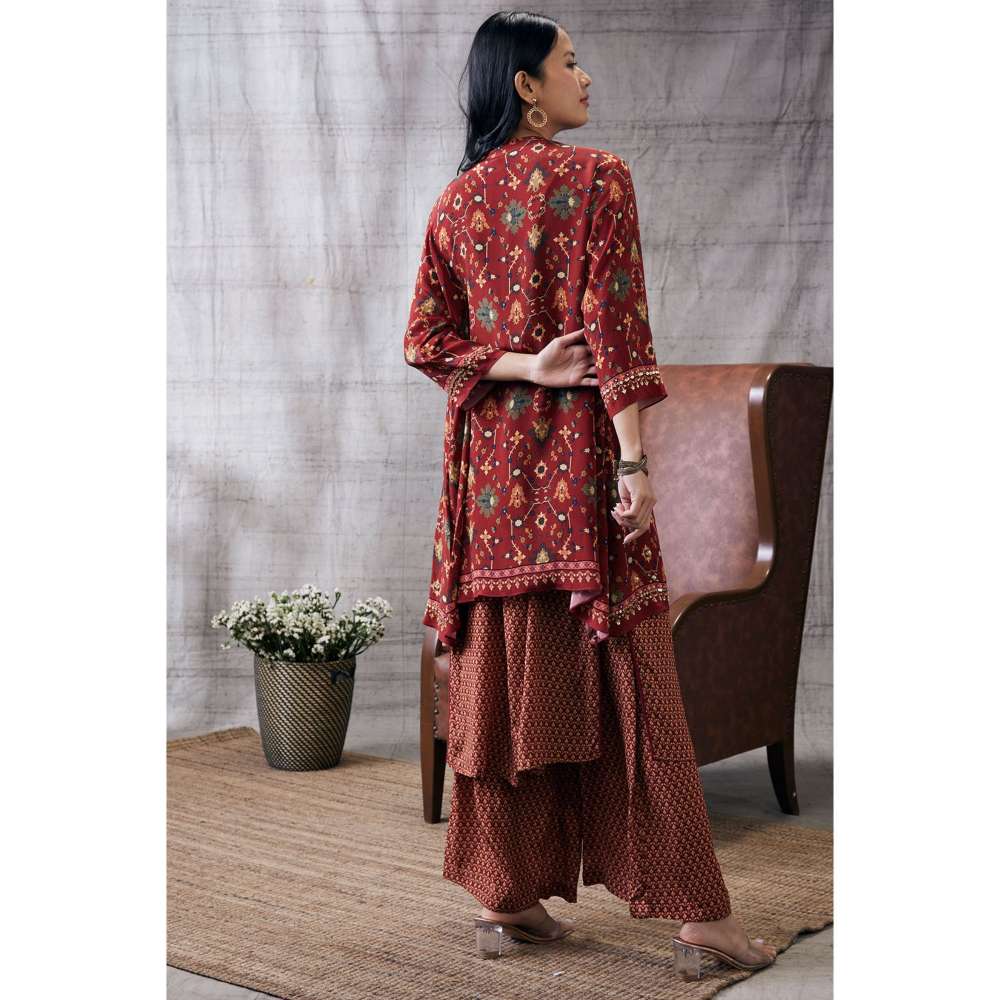 Soup by Sougat Paul Zahra Printed Kurta Jacket (Set of 3)