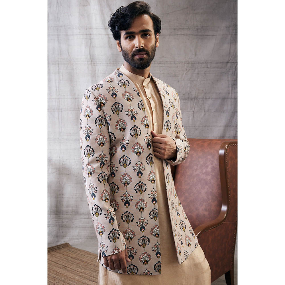 Soup by Sougat Paul Sarouk Printed Longline Jacket with Kurta (Set of 3)