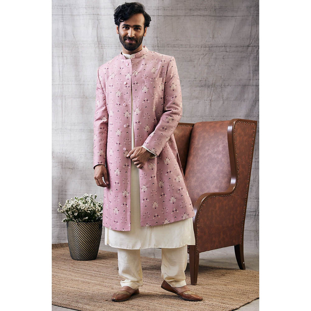 Soup by Sougat Paul Sarouk Pink Printed Sherwani (Set of 4)