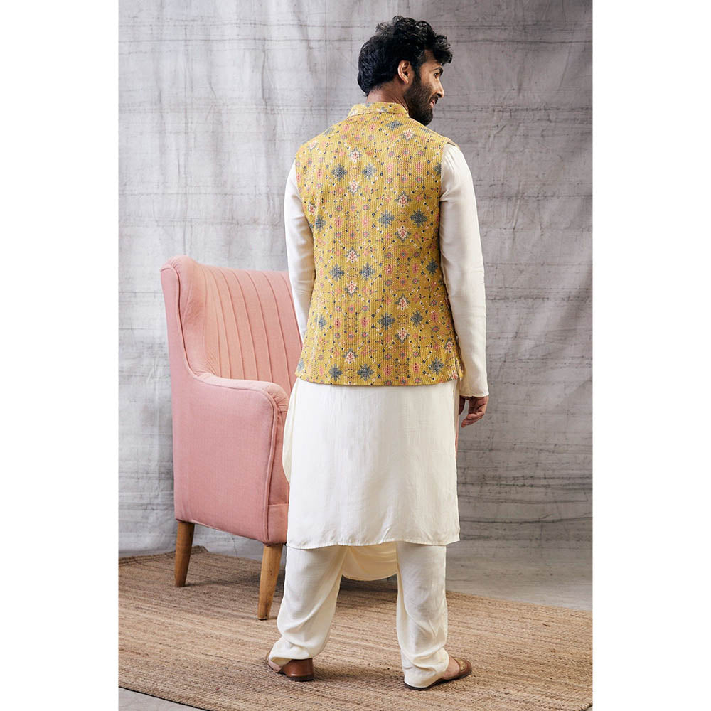 Soup by Sougat Paul Zahra Sequin Bundi with Drape Kurta (Set of 3)