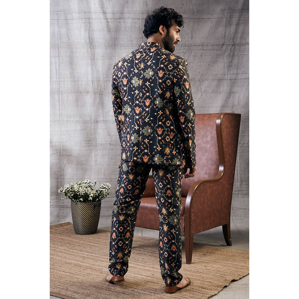 Soup by Sougat Paul Zahra Printed Bandhgala (Set of 2)