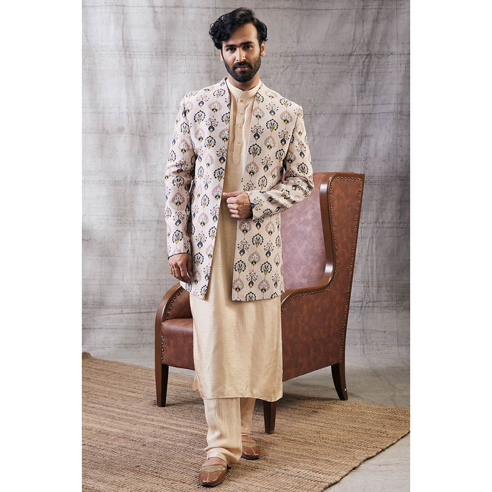Soup by Sougat Paul Mehr Printed Jacket with Kurta (Set of 3)