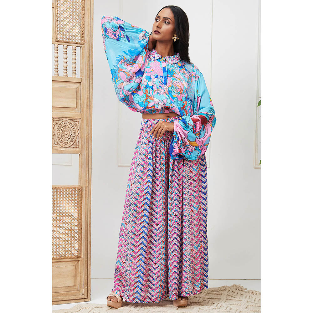 Soup by Sougat Paul Zaynab Blue Floral Co-Ord (Set of 2)