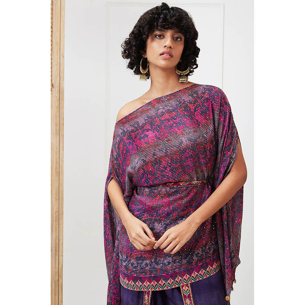 Soup by Sougat Paul Adah Purple Printed Kurta with Dhoti (Set of 2)