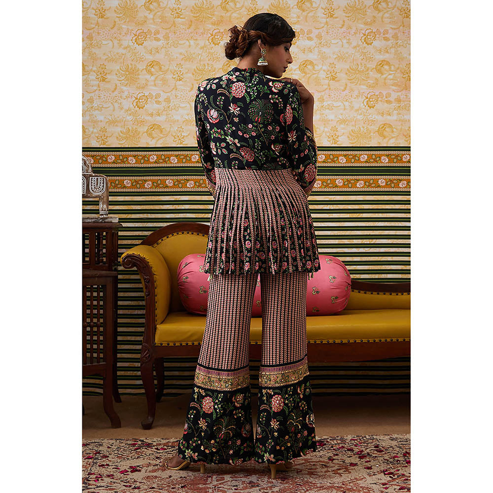 Soup by Sougat Paul Mehr Black Floral Kurta with Pant (Set of 2)