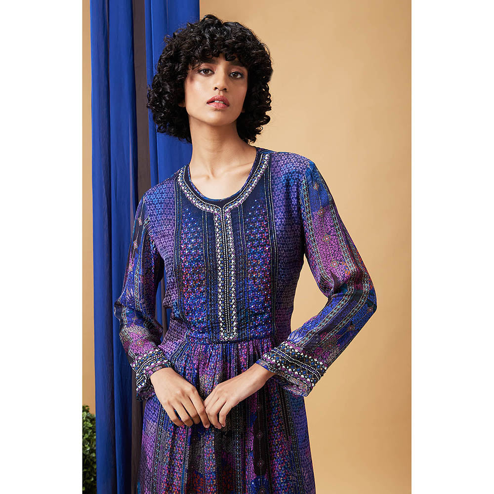 Soup by Sougat Paul Benazir Blue Floral Kurta with Palazzo (Set of 2)