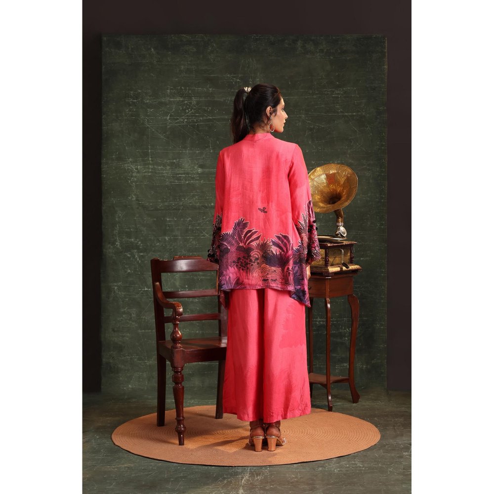 Soup by Sougat Paul Pink Kaira Embellished Top with Pant (Set of 2)