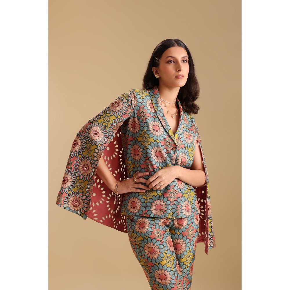 Soup by Sougat Paul Multicoloured Eraya Embellished Attached Blazer with Pant (Set of 2)